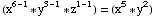 (x^(6 - 1) * y^(3 - 1) * z^(1 - 1)) = (x^5 * y^2)