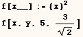 f[x__] := {x}^2 f[x, y, 5, 3/2^(1/2)] 