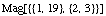 Mag[{{1, 19}, {2, 3}}]