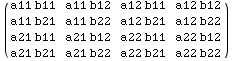 ( a11 b11   a11 b12   a12 b11   a12 b12 )            a11 b21   a11 b22   a12 b ...             a21 b11   a21 b12   a22 b11   a22 b12            a21 b21   a21 b22   a22 b21   a22 b22