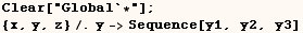 Clear["Global`*"] ;  {x, y, z}/.y->Sequence[y1, y2, y3] 