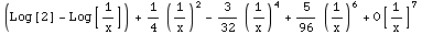 (Log[2] - Log[1/x]) + 1/4 (1/x)^2 - 3/32 (1/x)^4 + 5/96 (1/x)^6 + O[1/x]^7