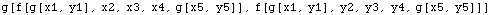 g[f[g[x1, y1], x2, x3, x4, g[x5, y5]], f[g[x1, y1], y2, y3, y4, g[x5, y5]]]