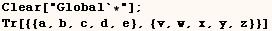 Clear["Global`*"] ;  Tr[{{a, b, c, d, e}, {v, w, x, y, z}}] 