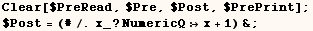 Clear[$PreRead, $Pre, $Post, $PrePrint] ;    $Post = (#/.x_ ? NumericQx + 1) & ; 