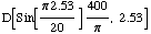 D[Sin[(π 2.53)/20] 400/π, 2.53]