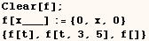 Clear[f] ; f[x___] := {0, x, 0} {f[t], f[t, 3, 5], f[]} 