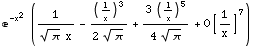 ^(-x^2) (1/(π^(1/2) x) - (1/x)^3/(2 π^(1/2)) + (3 (1/x)^5)/(4 π^(1/2)) + O[1/x]^7)